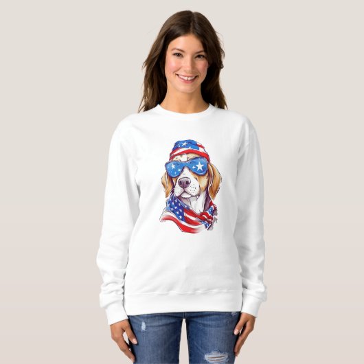 4 juli Hond Sublimatie-66361 Hoodie Trui (Voorkant volledig)