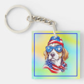 4 juli hond sublimatie-66361 sleutelhanger (Voorkant)
