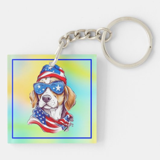 4 juli hond sublimatie-66361 sleutelhanger (Achterkant)