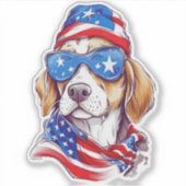 4 juli hond sublimatie-66361 sticker (Voorkant)