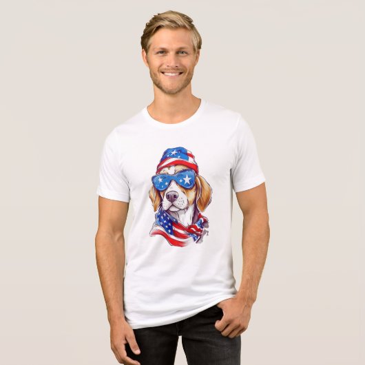 4 juli Hond Sublimatie-66361 Tri-Blend Shirt (Voorkant volledig)