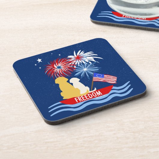 4 juli honden Annapolis boot coaster set van 6 Bier Onderzetter (Linkerzijde)