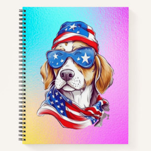 4 juli honden sublimatie-66361 ronde klok notitieboek