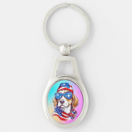 4 juli honden sublimatie-66361 sleutelhanger (Voorkant)