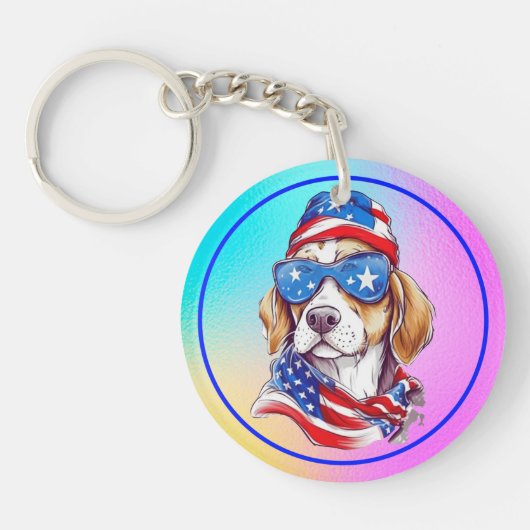 4 juli honden sublimatie-66361 sleutelhanger (Voorkant)