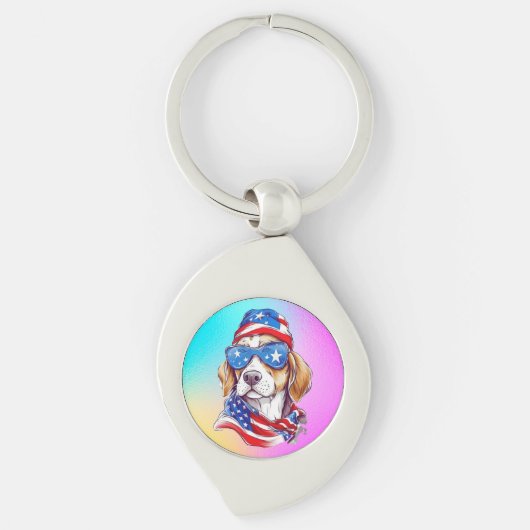 4 juli Honden Sublimatie-66361 Sleutelhanger (Voorkant)