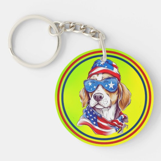 4 juli honden sublimatie-66361 sleutelhanger (Voorkant)