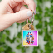4 juli honden sublimatie-66361 sleutelhanger (Hand)
