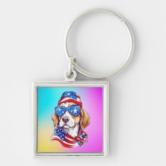 4 juli honden sublimatie-66361 sleutelhanger (Voorkant)