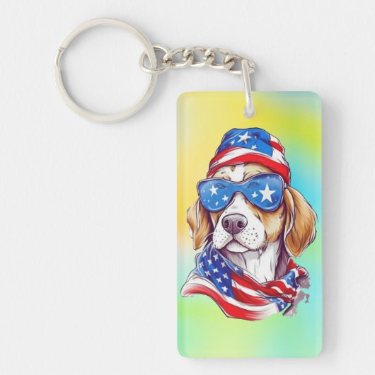 4 juli honden sublimatie-66361 sleutelhanger (Voorkant)