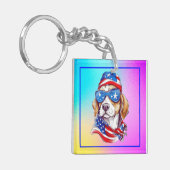 4 juli honden sublimatie-66361 sleutelhanger (Voorkant Links)