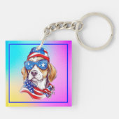 4 juli honden sublimatie-66361 sleutelhanger (Achterkant)