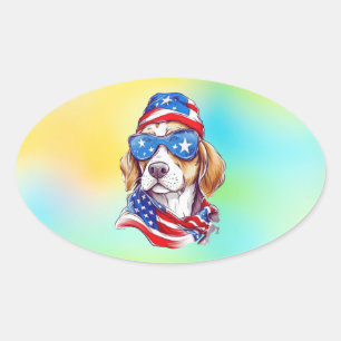 4 juli honden sublimatie ovale sticker