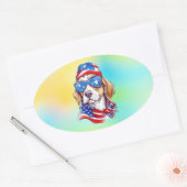 4 juli honden sublimatie ovale sticker (Envelop)