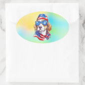 4 juli honden sublimatie ovale sticker (Tas)