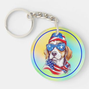 4 juli honden sublimatie sleutelhanger
