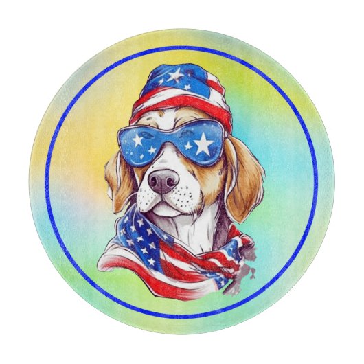 4 juli honden sublimatie snijplank (Voorkant)