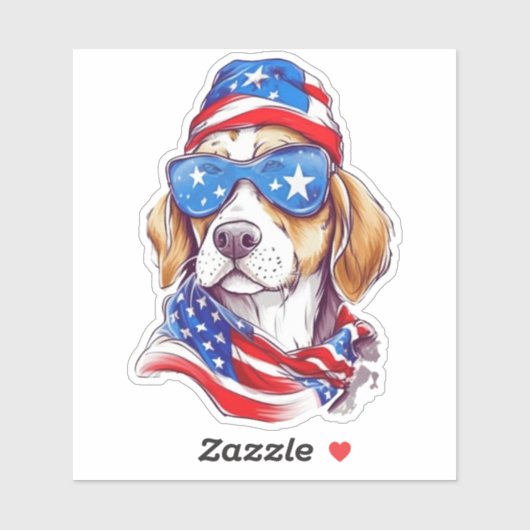 4 juli honden sublimatie sticker (Vel)