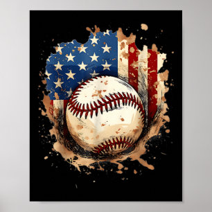 4 juli-honkbal-drip-ijs patriottisch amerikaans poster
