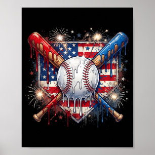 4 juli honkbal drip ijs patriottisch poster