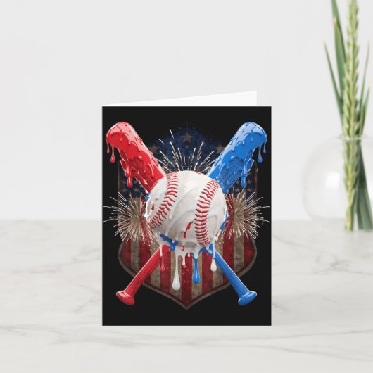 4 juli-honkbal-druppel ijs patriottisch kaart (Voorkant)
