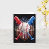 4 juli-honkbal-druppel ijs patriottisch kaart (Gele Bloem)