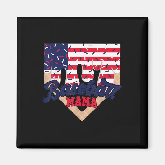 4 juli honkbal mama ijs druppel honkbal moeder magneet (Voorkant)