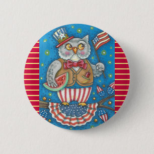 4 JULI HOOT OWL, BIRD BUTTON Ronde