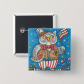 4 JULI HOOT OWL, BIRD BUTTON Square (Voorkant /achterkant)