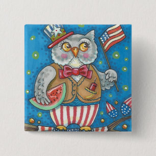 4 JULI HOOT OWL, BIRD BUTTON Square