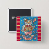 4 JULI HOOT OWL, BIRD BUTTON Square (Voorkant /achterkant)