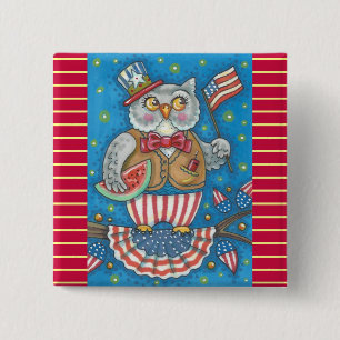 4 JULI HOOT OWL, BIRD BUTTON Square
