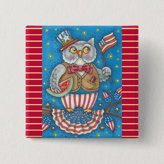 4 JULI HOOT OWL, BIRD BUTTON Square (Voorkant)