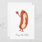 4 juli Hot Dog Feestdagenkaart (Voorkant / Achterkant)