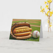 4 juli Hot Dog in honkbalhandschoen Kaart (Gele Bloem)