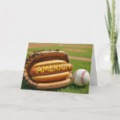 4 juli Hot Dog in honkbalhandschoen Kaart (Voorkant)