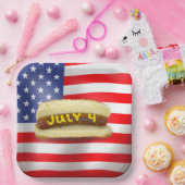 4 juli Hot Dog op Amerikaanse vlag Papieren Bordje (Feest)