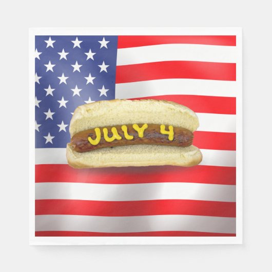 4 juli Hot Dog op Amerikaanse vlag Servet (Voorkant)