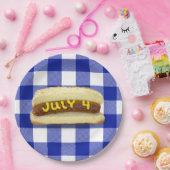 4 juli Hot Dog op Buffalo Plaid Papier Bord (Feest)