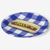 4 juli Hot Dog op Buffalo Plaid Papier Bord (Gekanteld)