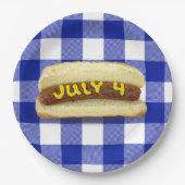 4 juli Hot Dog op Buffalo Plaid Papier Bord (Voorkant)