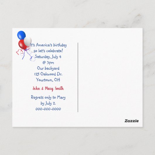 4 juli Hot Dog op Gingham Briefkaart (Achterkant)