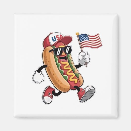 4 juli Hotdog Amerikaanse Onafhankelijkheid 1776 Magneet (Voorkant)
