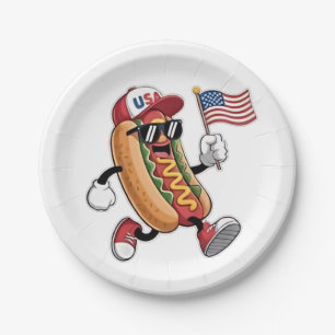 4 juli Hotdog Amerikaanse Onafhankelijkheid 1776 Papieren Bordje