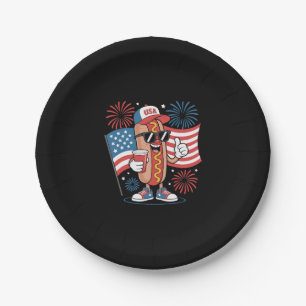 4 juli Hotdog Amerikaanse vlag Patriottisch Vuurwe Papieren Bordje