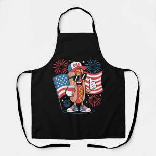 4 juli Hotdog Amerikaanse Vlag Patriottisch Vuurwe Schort
