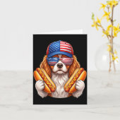 4 juli hotdog cavalier king charles spaniel kaart (Gele Bloem)