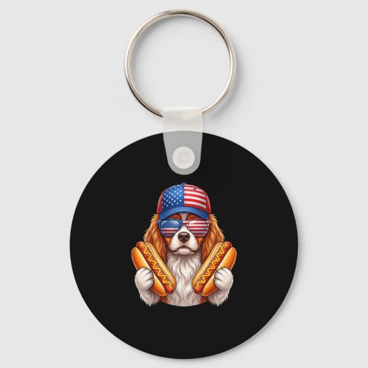 4 juli hotdog cavalier king charles spaniël sleutelhanger (Voorkant)