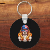 4 juli hotdog cavalier king charles spaniël sleutelhanger (Voorkant)