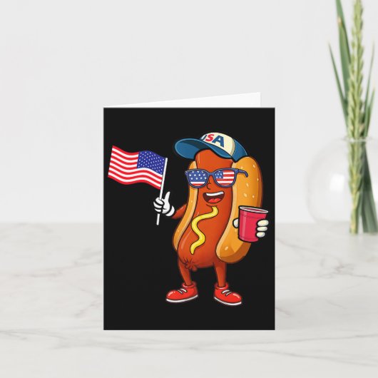 4 juli hotdog grappig vierde juli patriottisch kaart (Voorkant)